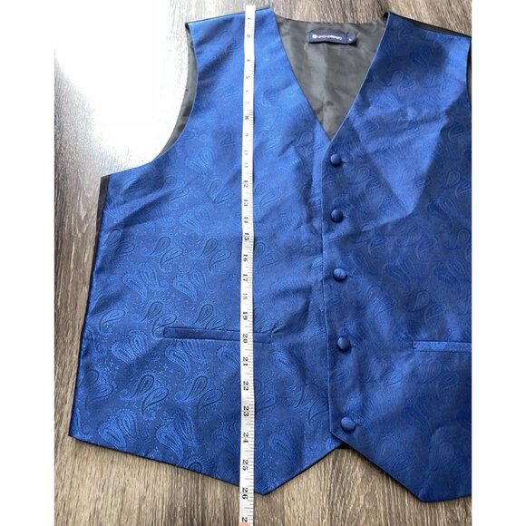 Vintage Pierre Cardin Vest Mens sz Large Blue Paisley V Neck Sleeveless Button - Picture 3 of 13
